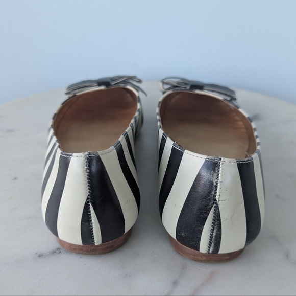 Kate Spade New York Trixie Gold Glitter Toe Black Striped Ballet Flat Shoes - Picture 8 of 13